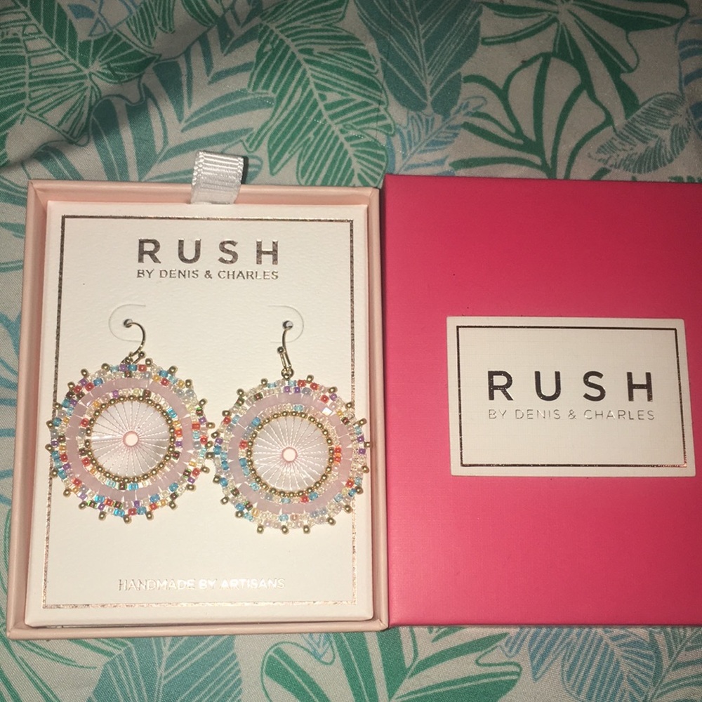RUSH by Denis & Charles Beaded Earrings, NEW In box